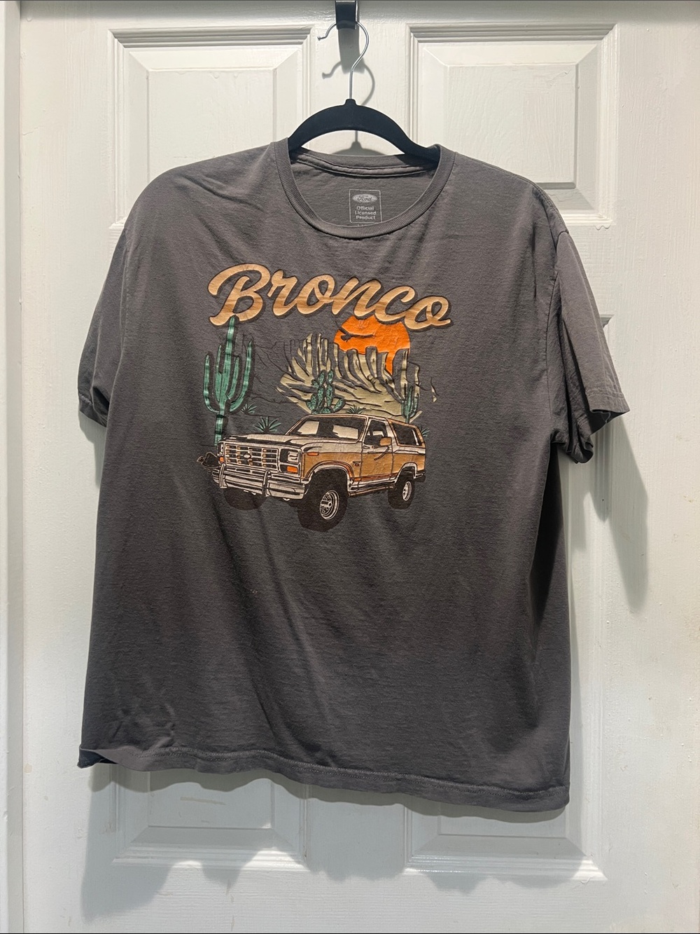 Ford Bronco Graphic Tee in Charcoal with Orange & Green Accents